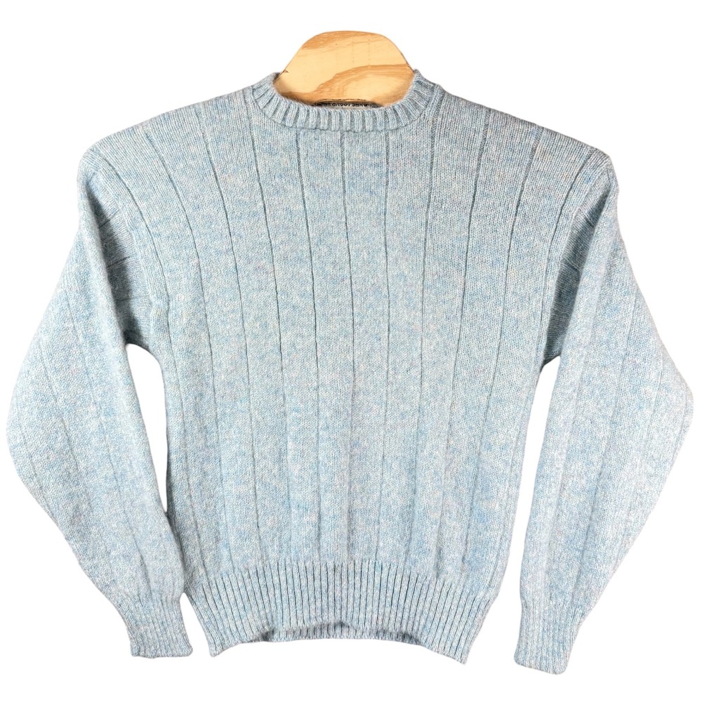 Lord Jeff The Baggy Shag Sweater Mens L Blue Wool Mohair Ribbed Knit Vintage USA